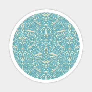 Light Blue Botanical Damask Magnet